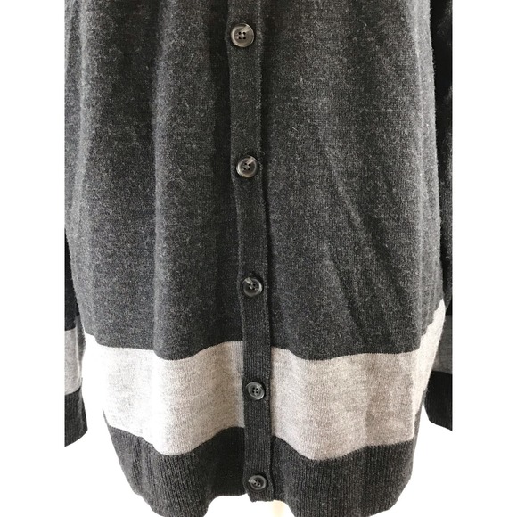 Unisex 100% Wool Colorblock Long Sleeve Button Front Cardigan Sweater Size XL - Picture 4 of 10